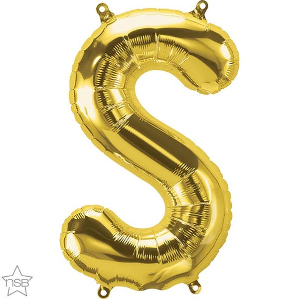 Balão Qualatex 34" - Letra - S Ouro - 1 Un