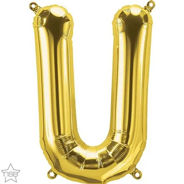 Balão Qualatex 34" - Letra - U Ouro - 1 Un