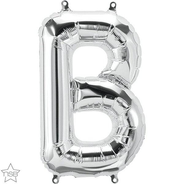 Balão Qualatex 16" - Letra - B Prata - 1 Un