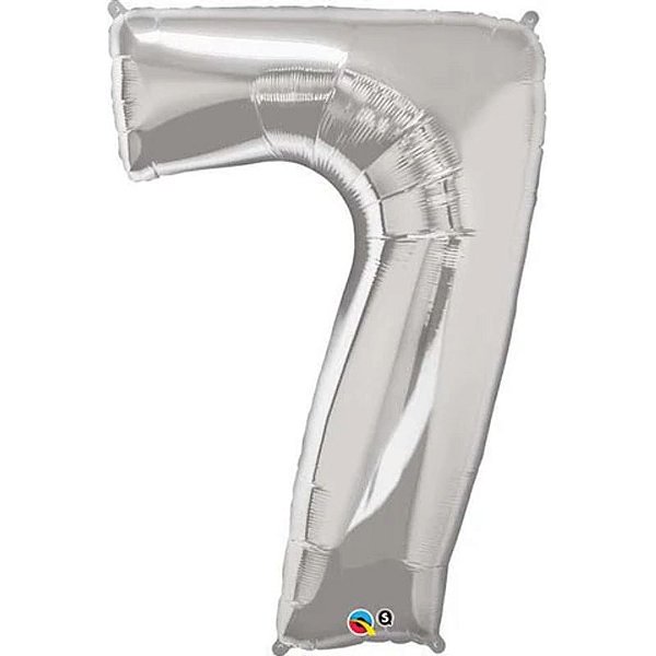 Balão Qualatex 34" - Número Sete Prata - 1 Un