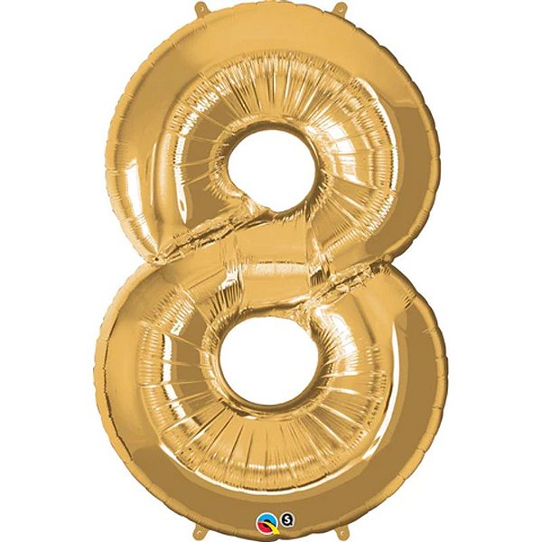 Balão Qualatex 34" - Número Oito Ouro - 1 Un