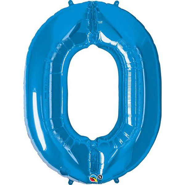 Balão Qualatex 34" - Número Zero Azul Safira - 1 Un