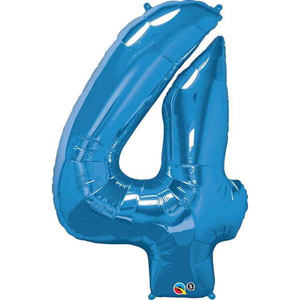 Balão Qualatex 34" - Número Quatro Azul Safira - 1 Un