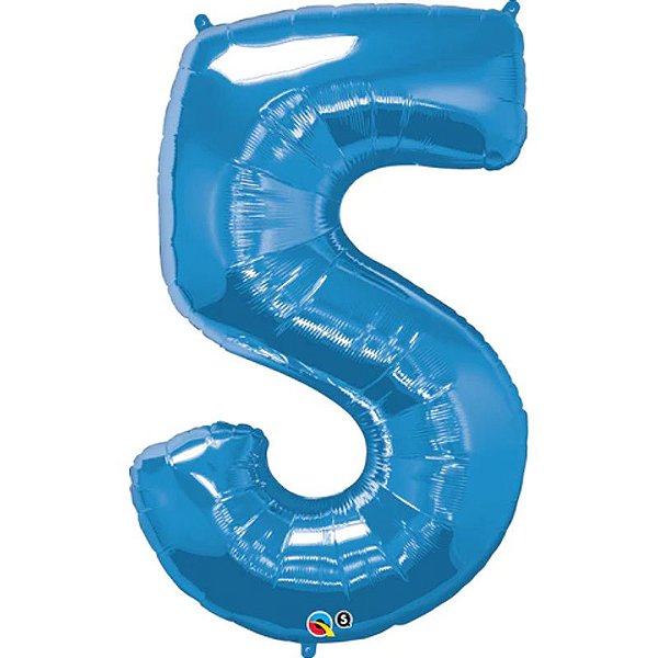 Balão Qualatex 34" - Número Cinco Azul Safira - 1 Un