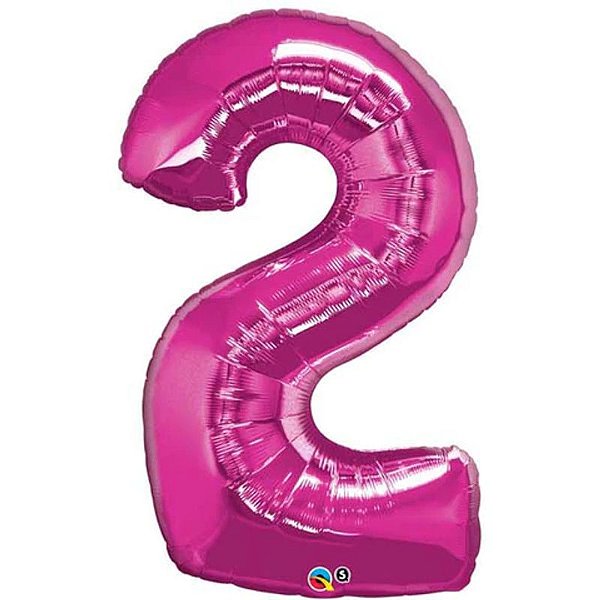 Balão Qualatex 34" - Número Dois Magenta - 1 Un