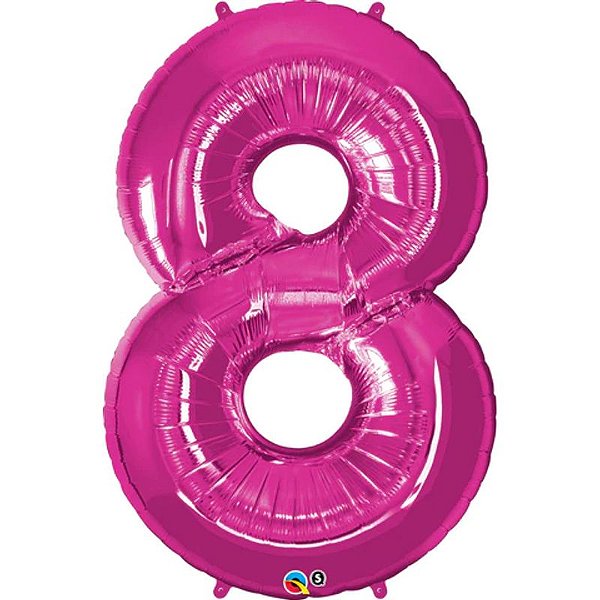 Balão Qualatex 34" - Número Oito Magenta - 1 Un