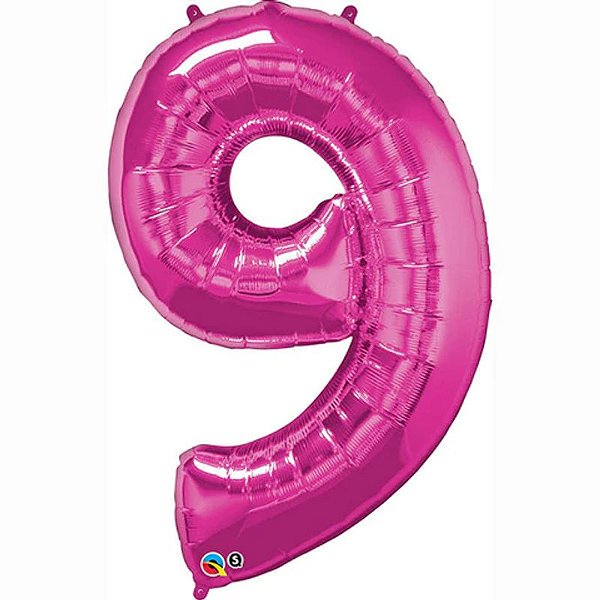 Balão Qualatex 34" - Número Nove Magenta - 1 Un