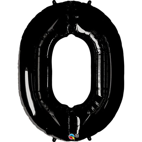 Balão Qualatex 34" - Número Zero Preto Onix - 1 Un