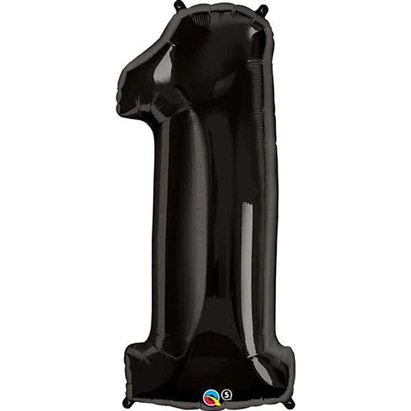 Balão Qualatex 34" - Número Um Preto Onix - 1 Un