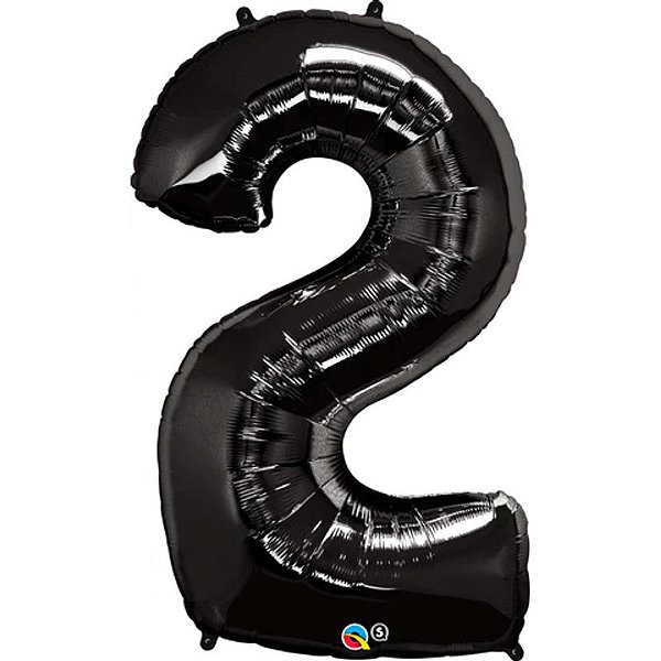 Balão Qualatex 34" - Número Dois Preto Onix - 1 Un