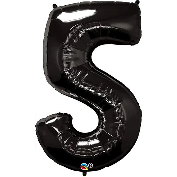 Balão Qualatex 34" - Número Cinco Preto Onix - 1 Un