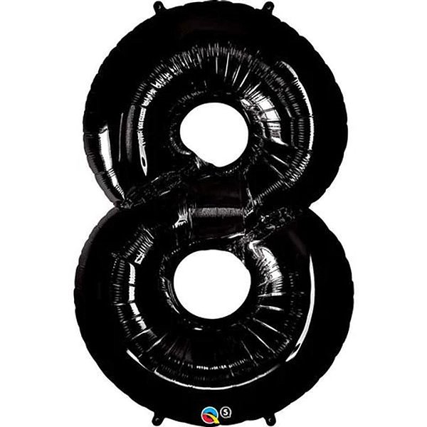 Balão Qualatex 34" - Número Oito Preto Onix - 1 Un