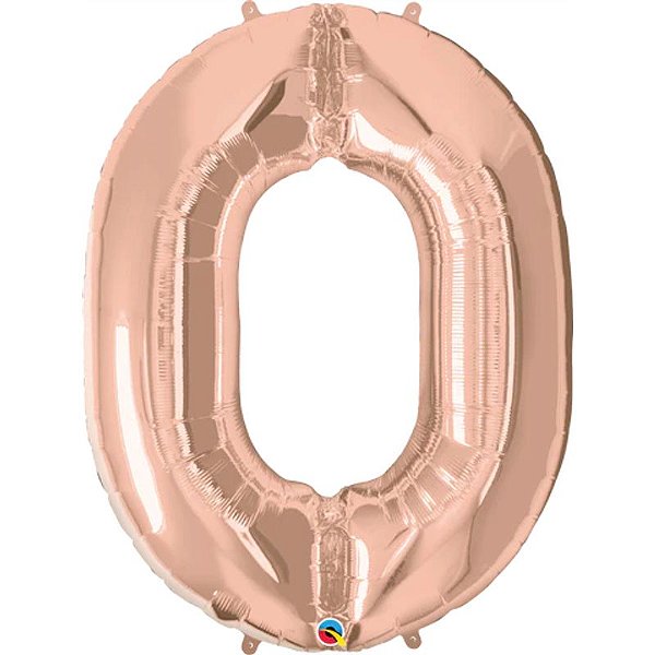 Balão Qualatex 34" - Número Zero Rosê - 1 Un