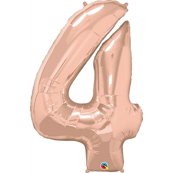 Balão Qualatex 34" - Número Quatro Rosê - 1 Un