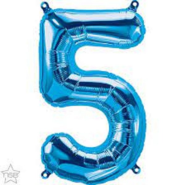 Balão Qualatex 16" - Número - 5 Azul - 1 Un