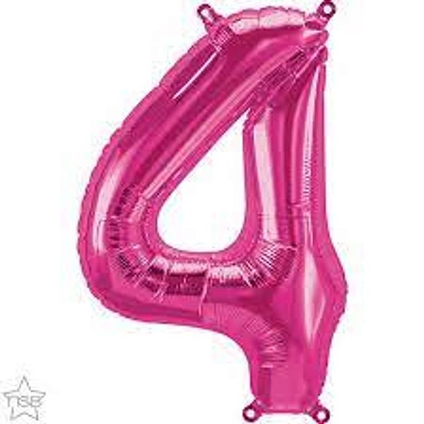 Balão Qualatex 16" - Número - 4 Magenta - 1 Un