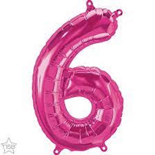 Balão Qualatex 16" - Número - 6 Magenta - 1 Un