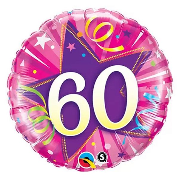Balão Qualatex 18" - Redondo - 60-Estrela Brilhante Rosa - 1 Un