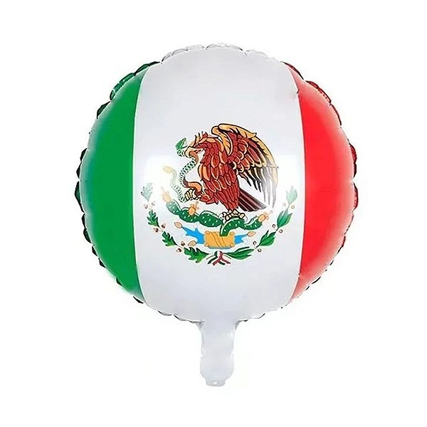 Balão Qualatex 18" - Redondo - Bandeira Mexicana - 1 Un