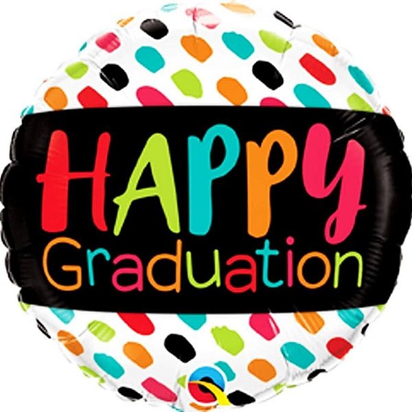 Balão Qualatex 18" - Redondo - Happy Graduation-Cores - 1 Un