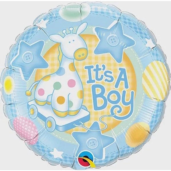 Balão Qualatex 18" - Redondo - It'S A Boy-Girafa Delicada - 1 Un