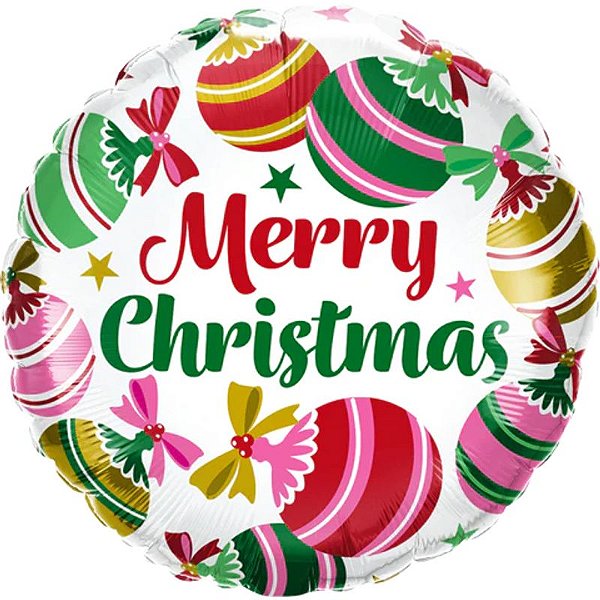 Balão Qualatex 18" - Redondo - Merry Christmas-Ornamentos - 1 Un