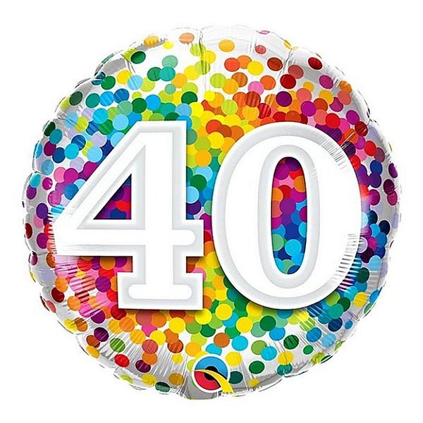 Balão Qualatex 18" - Redondo - 40-Confete Arco-Íris - 1 Un