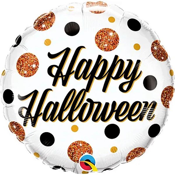 Balão Qualatex 18" - Redondo - Halloween-Brilhante Pontos - 1 Un