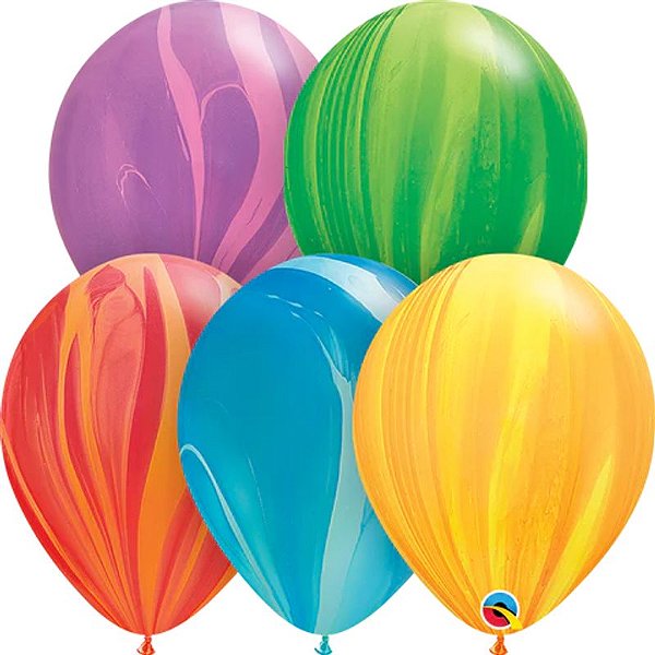Balão Qualatex 11" - Redondo Arco-Íris - Liso Látex Superagate - 100 Un