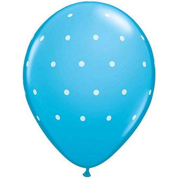 Balão Qualatex 11" - Redondo Azul Casca De Ovo - Pontos Polka Pequenos - 50 Un