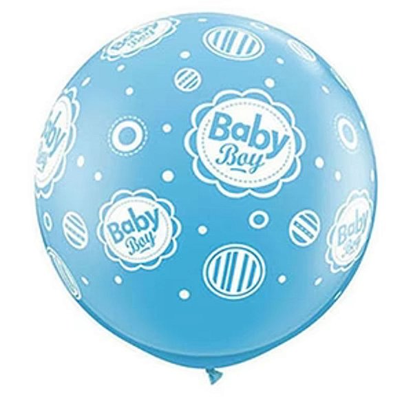 Balão Qualatex 3" - Redondo Azul Claro - Baby Boy-Pontos A-R - 2 Un