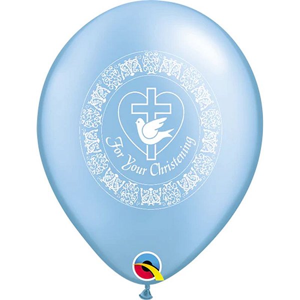 Balão Qualatex 11" - Redondo Azul Cls Perolado - For Your Christening-Pomba - 50 Un