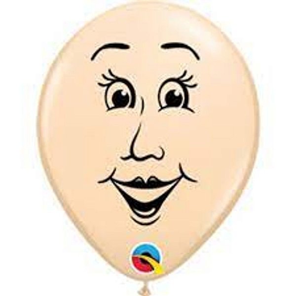 Balão Qualatex 5" - Redondo Blush - Rosto De Mulher - 100 Un