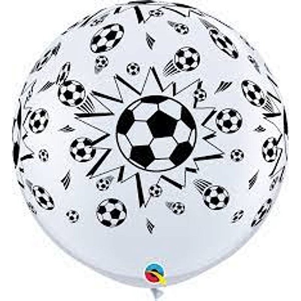 Balão Qualatex 3" - Redondo Branco - Bolas De Futebol - 2 Un