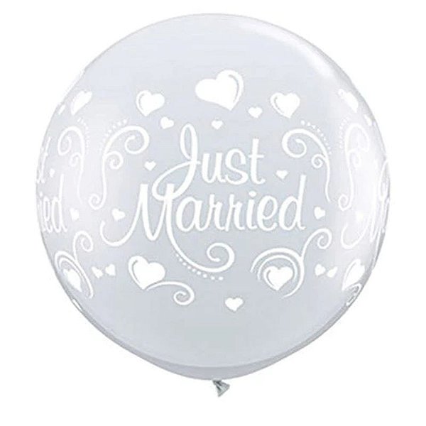Balão Qualatex 3" - Transparente - Just Married-Corações - 2 Un
