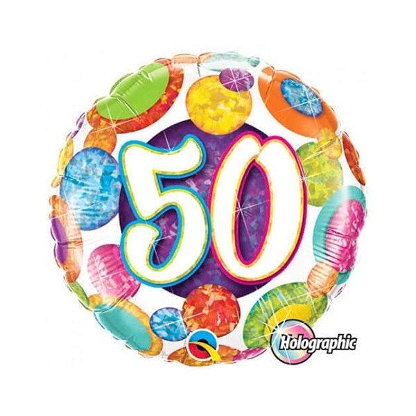 Balão Qualatex 18" - Redondo Hol - 50-Brilho Bolas E Bolinhas - 1 Un