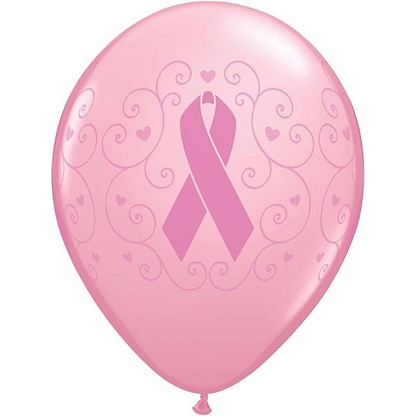 Balão Qualatex 11" - Redondo Rosa - Conscientizacão Sobre O Cancer - 50 Un