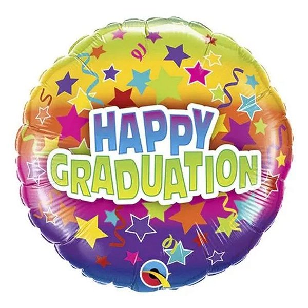 Balão Qualatex 09" - Redondo Solto - Happy Graduation-Estrelas - 1 Un