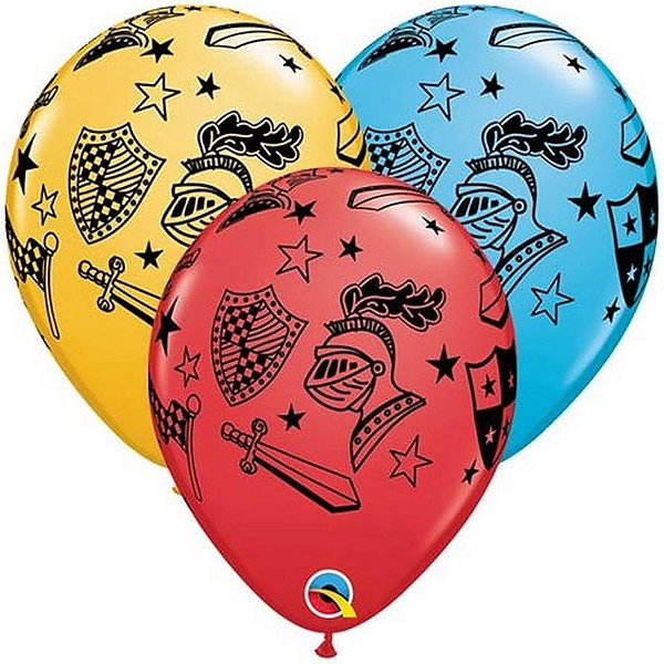 Balão Qualatex 11" - Redondo Sortido Especial - Cavaleiro E Armadura - 50 Un