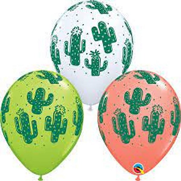 Balão Qualatex 11" - Redondo Sortido Especial - Cactos - 50 Un