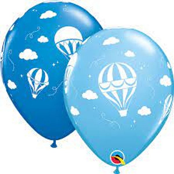 Balão Qualatex 11" - Redondo Sortido Especial - Balões De Ar Quente Azul - 50 Un