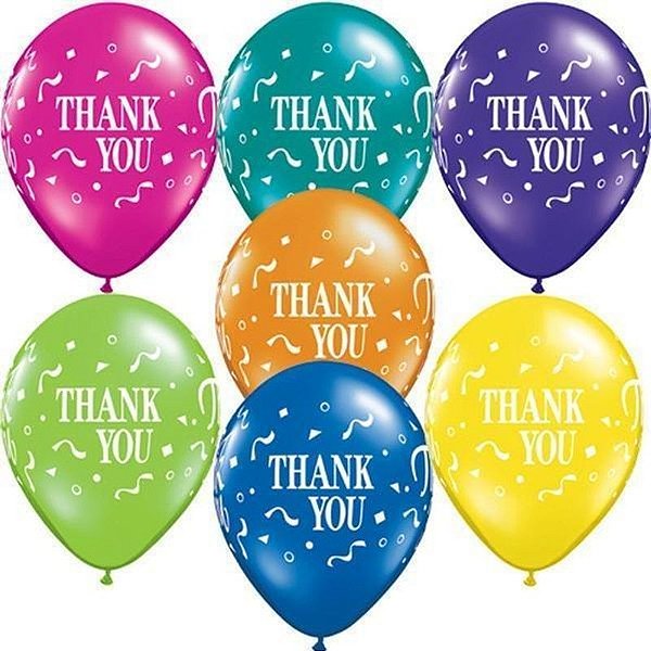 Balão Qualatex 11" - Redondo Sortido Fantasia - Thank You-Confete - 50 Un