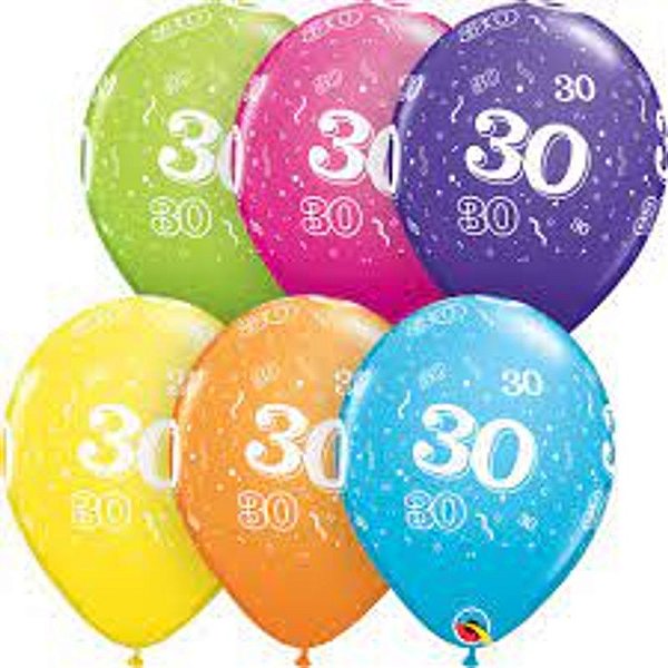 Balão Qualatex 11" - Redondo Sortido Tropical - 30 A-R - 50 Un