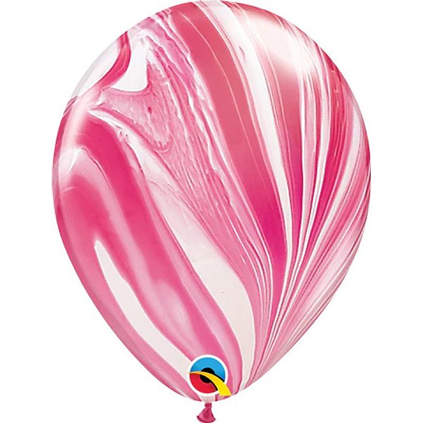 Balão Qualatex 11" - Redondo Vermelho E Branco - Liso Látex Superagate - 25 Un