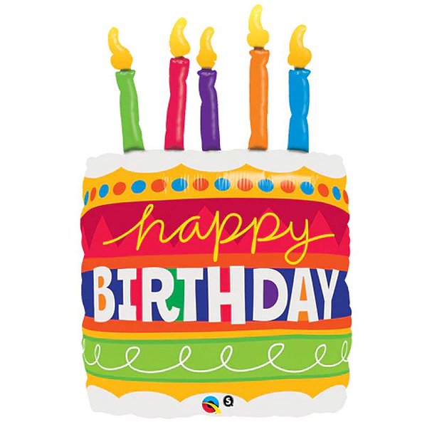 Balão Qualatex 35" - Shape - Happy Birthday-Bolo E Velas - 1 Un