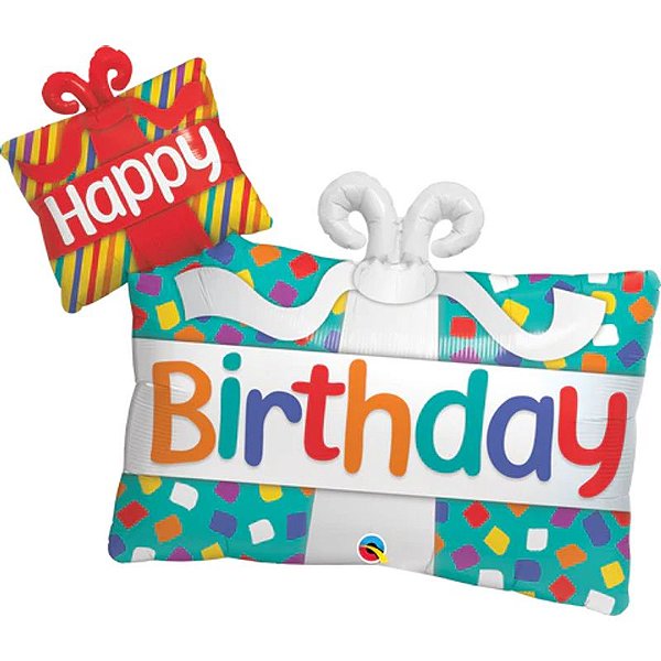 Balão Qualatex 39" - Shape - Happy Birthday-Presentes - 1 Un
