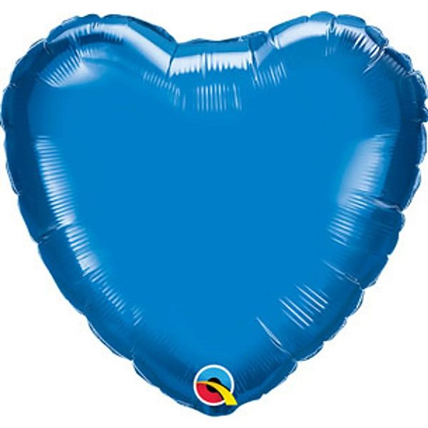 Balão Qualatex 09" - Coração - Azul Safira Metalizado Liso - 1 Un