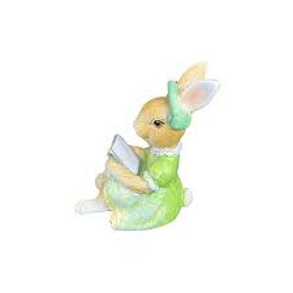 Coelha Decorativo com Fone e Tablet Verde, Marrom e Branco (Labelle) - 1 Un