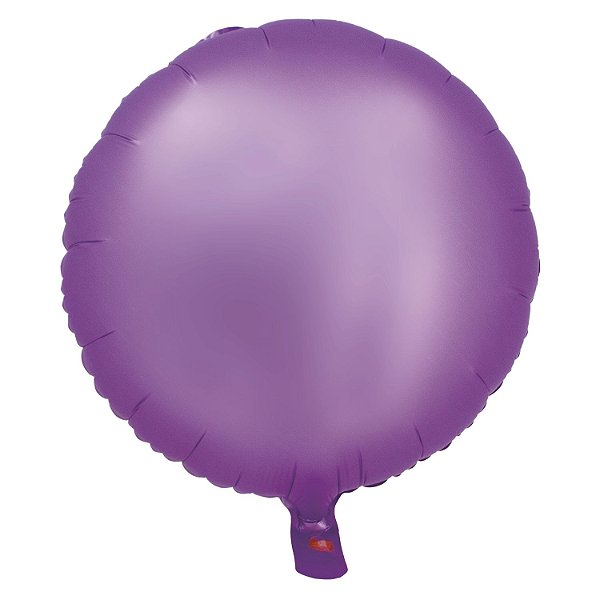 Balão Cromado Redondo com Canudo Lilás 18" - Silver Plastic - 1 Unidade