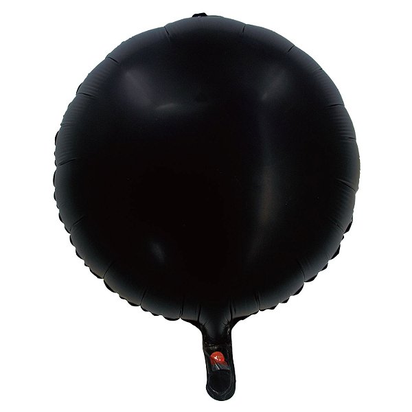 Balão Cromado Redondo com Canudo Preto 18" - Silver Plastic - 1 Unidade